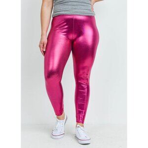 Pink Metallic High Waist Leggings